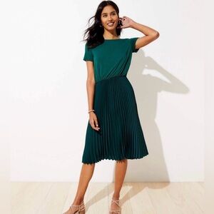 Loft Mixed Media Pleated Dress, Sz 2P